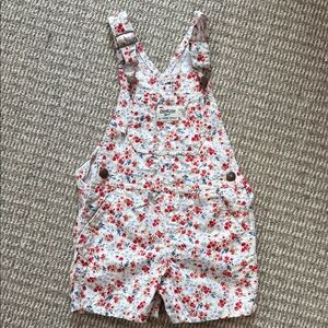 OshKosh B'gosh Kids Overalls - White with Red and Blue Floral